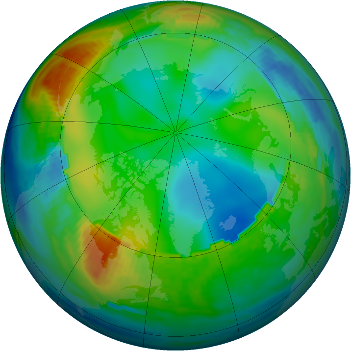 Arctic ozone map for 09 December 1988